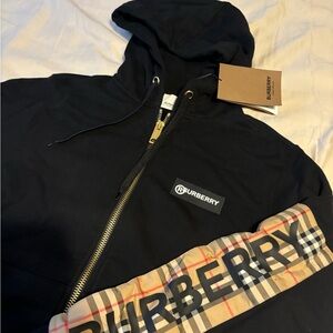 Burberry Black Hooded gold zipper Jacket
